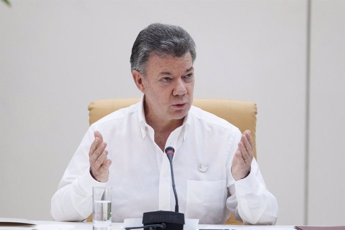 Colombia's President Juan Manuel Santos speaks during a news conference in Havan