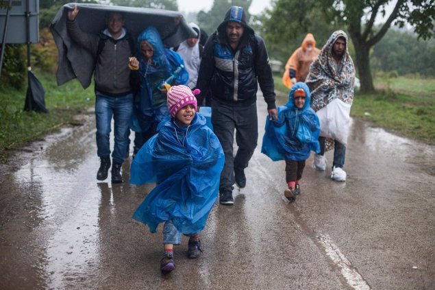 Refugiados tras llegar a Croacia