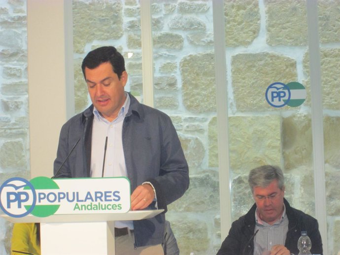 Juanma Moreno en su intervención en el Ágora Rural del PP-A