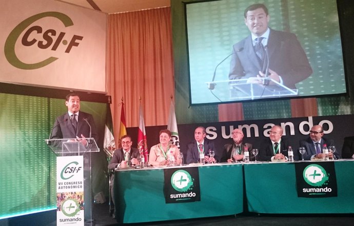 Juanma Moreno interviene en el congreso del CSI-F