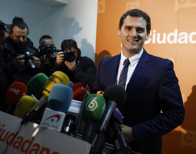 Albert Rivera en una rueda de prensa en Madrid