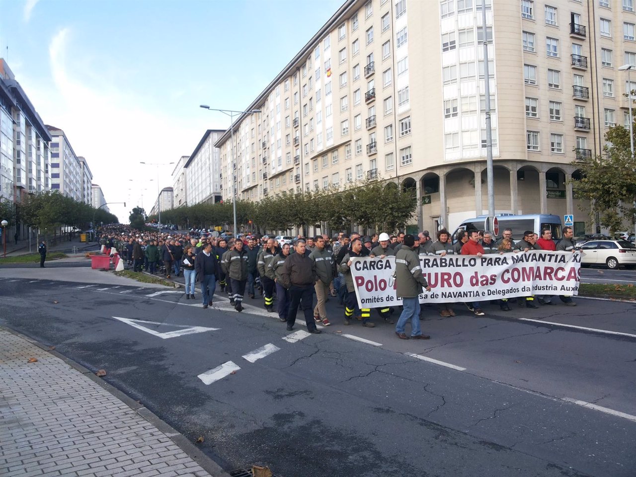 Protesta de trabajadores del naval en Ferrol.