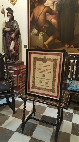 Pergamino del Premio Princesa de Asturias a la Orden de San Juan de Dios.