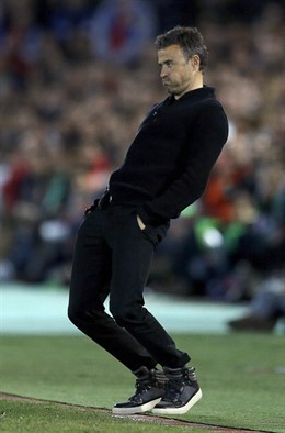 Luis Enrique en el partido de Copa ante el Villanovense