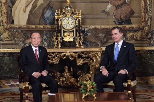 Encuentro del Rey con el secretario general de Naciones Unidas, Ban Ki-Moon