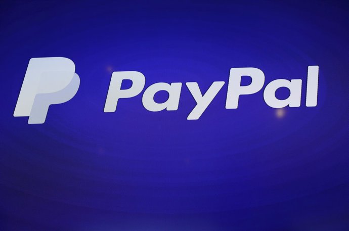 The PayPal logo is seen during an event at Terra Gallery in San Francisco