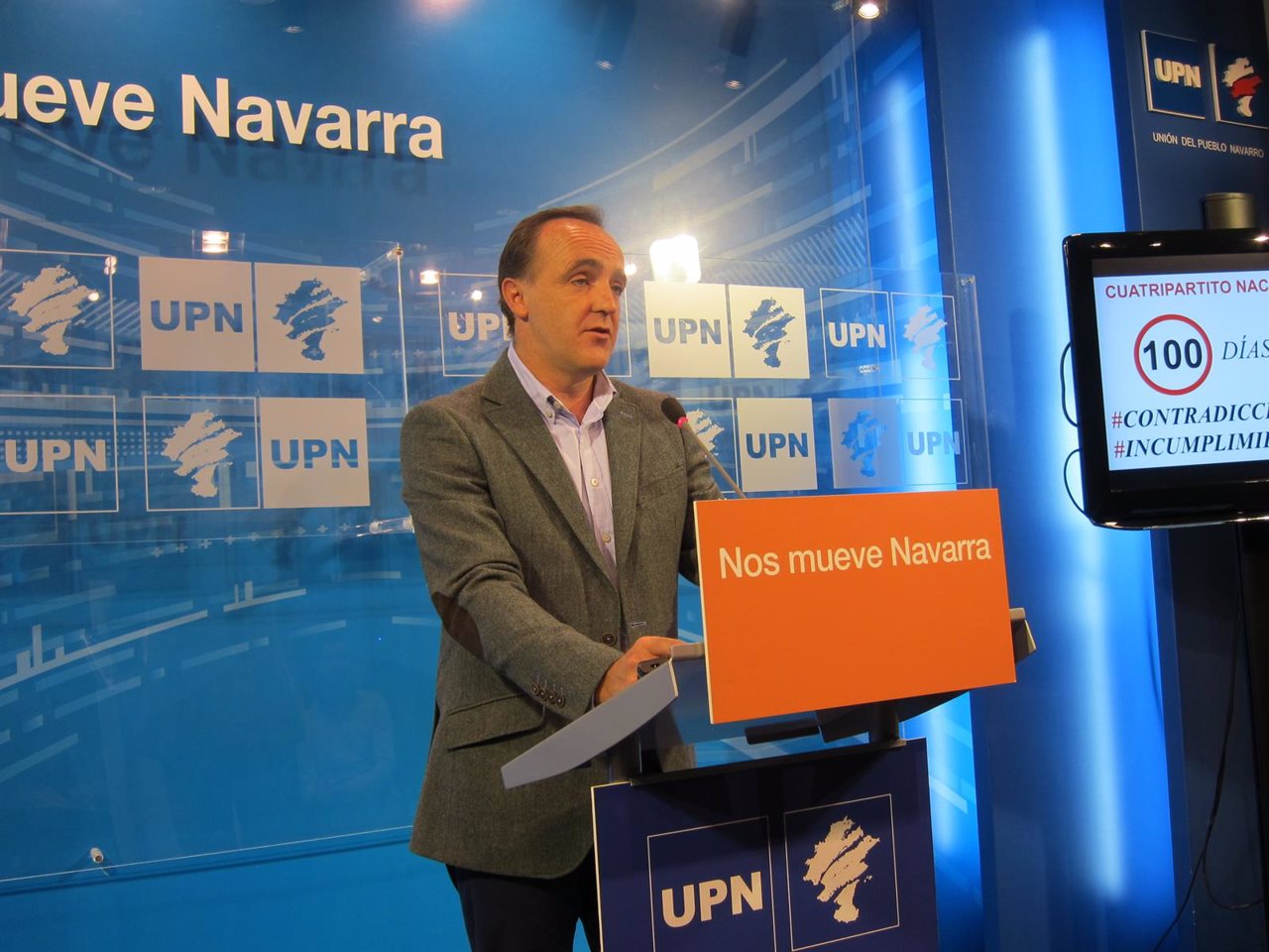 El presidente de UPN, Javier Esparza, en la rueda de prensa
