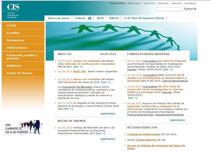 Página web del Centro de Investigaciones Sociológicas (CIS) 