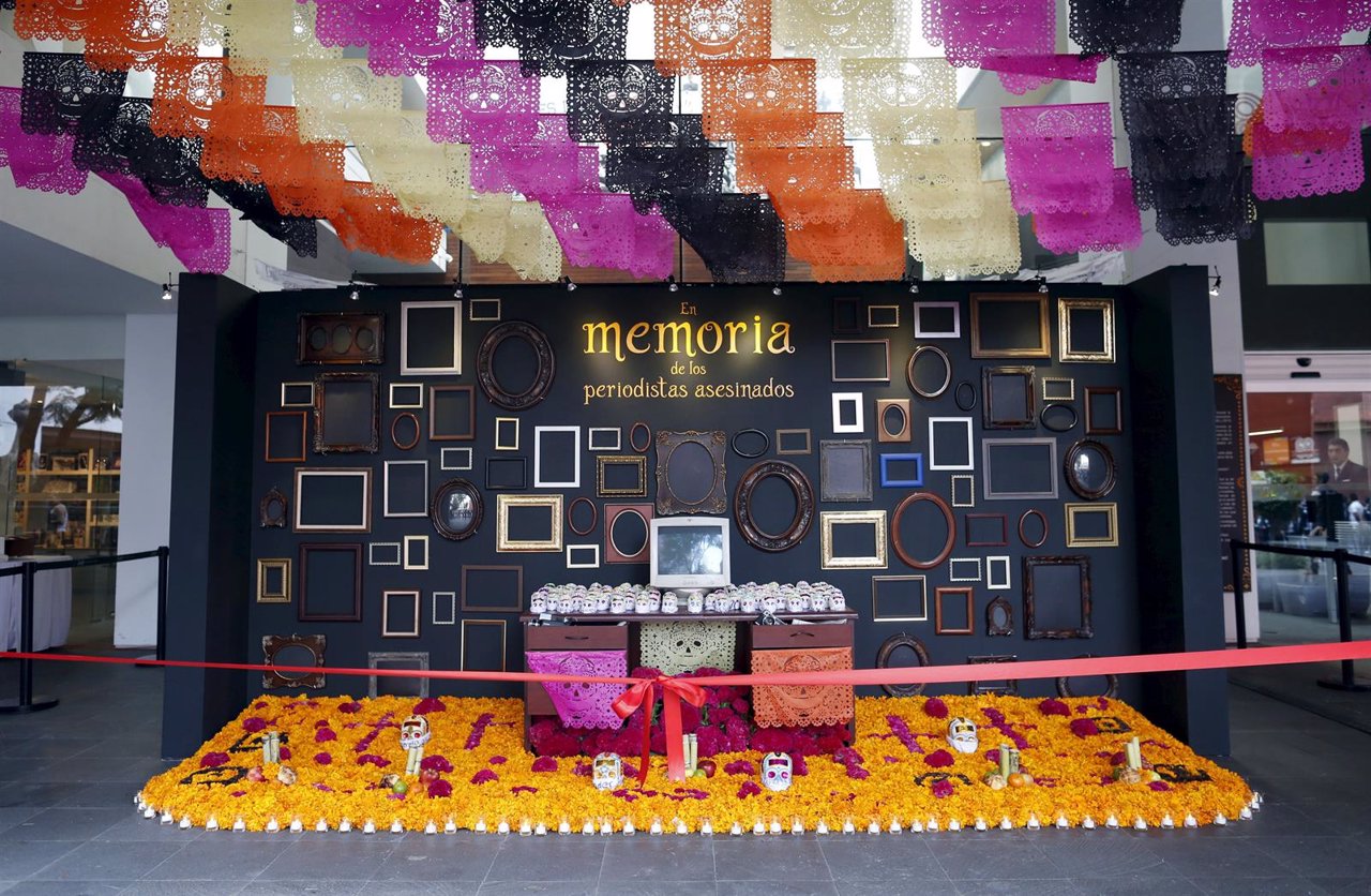 An altar for Day of the Dead in memory of Mexico's killed and disappeared journa