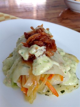 Uno de los platos del concurso de este año: popieta de mero envuelto en puerro