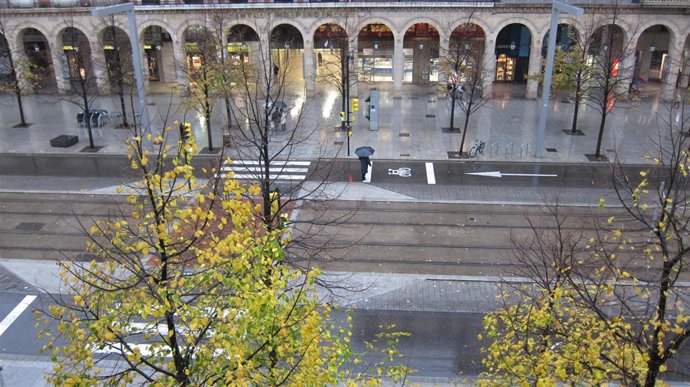 Lluvía en la ciudad de Zaragoza