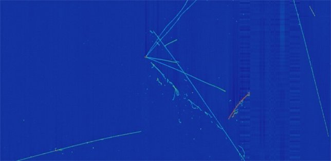 Un candidato a evento de neutrino en el detector MIcroBooNE