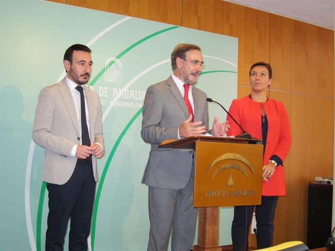 El consejero de Fomento, Felipe López, en rueda de prensa en Cádiz