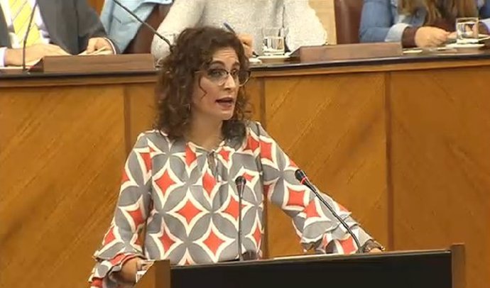 La consejera de Hacienda, María Jesús Montero, en el debate presupuestario