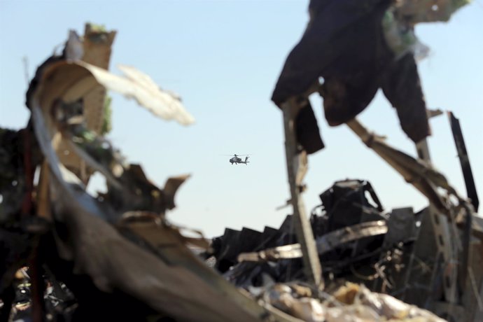 Restos del avión ruso estrellado en el Sinaí