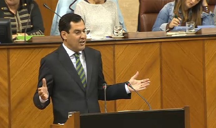 El presidente del PP-A, Juanma Moreno, en el debate de totalidad del Presupuesto