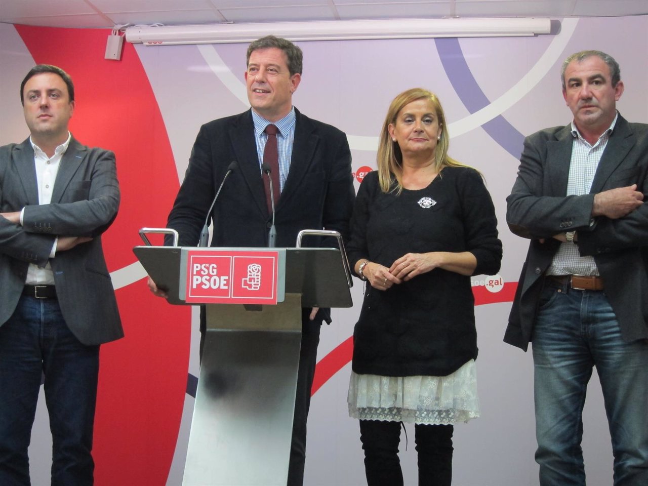 Besteiro con los presidentes de las diputaciones de A Coruña, Pontevedra y Lugo