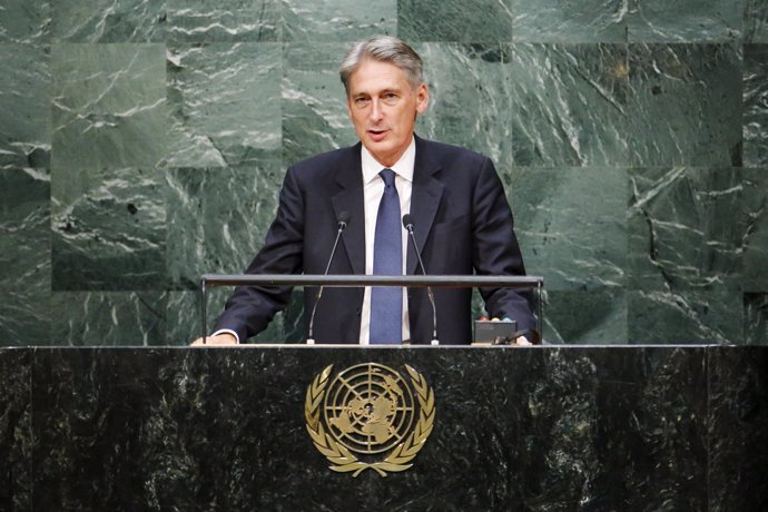 Ministro de Exteriores británico Philip Hammond en la Asamblea General de la ONU