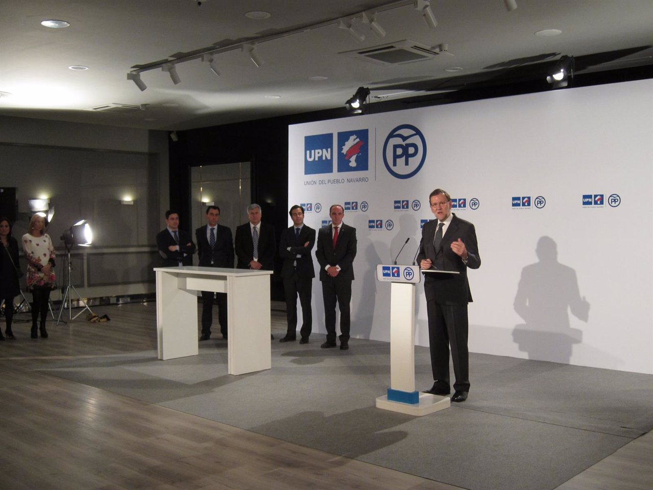 Mariano Rajoy, en la firma del pacto UPN-PP para las elecciones generales.