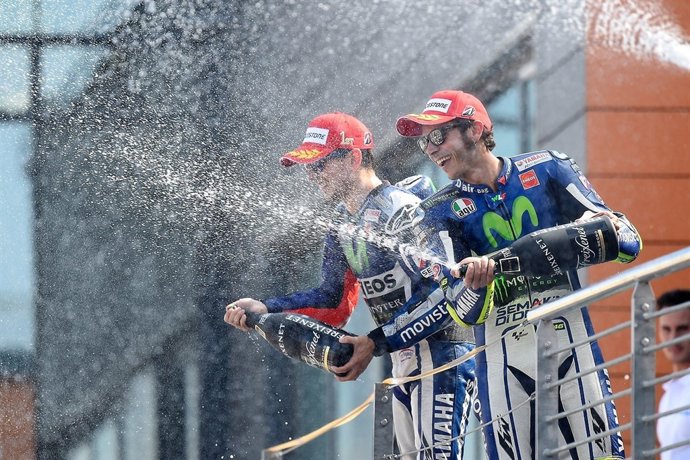 GP Áragon, Jorge Lorenzo, Valentino Rossi, podium 