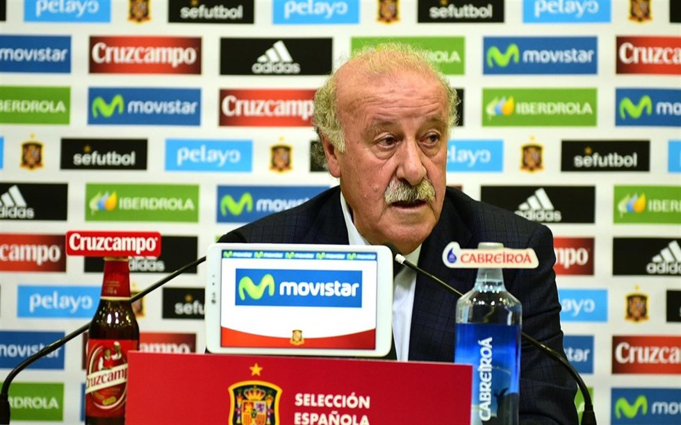 Vicente del Bosque en la rueda de prensa con los medios