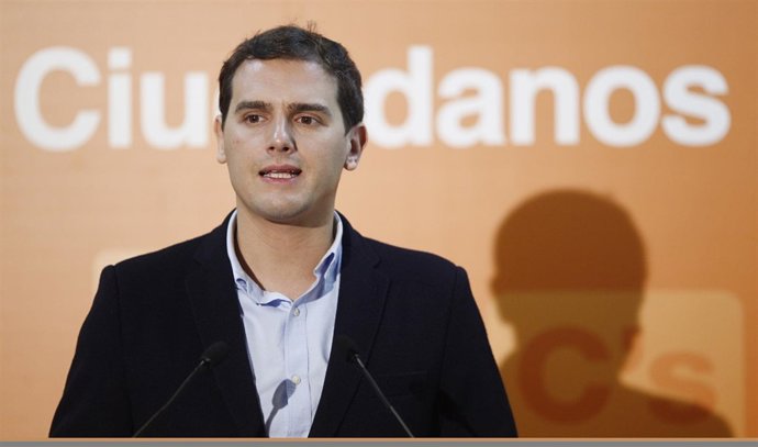 Albert Rivera en una rueda de prensa en Madrid