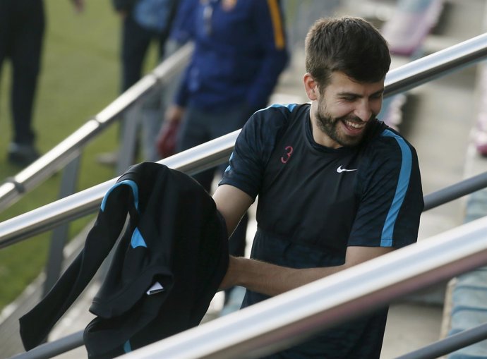 Gerard Piqué en un entrenamiento del Barcelona