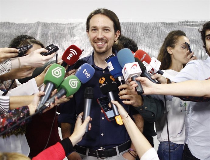 Pablo iglesias tras una rueda de prensa