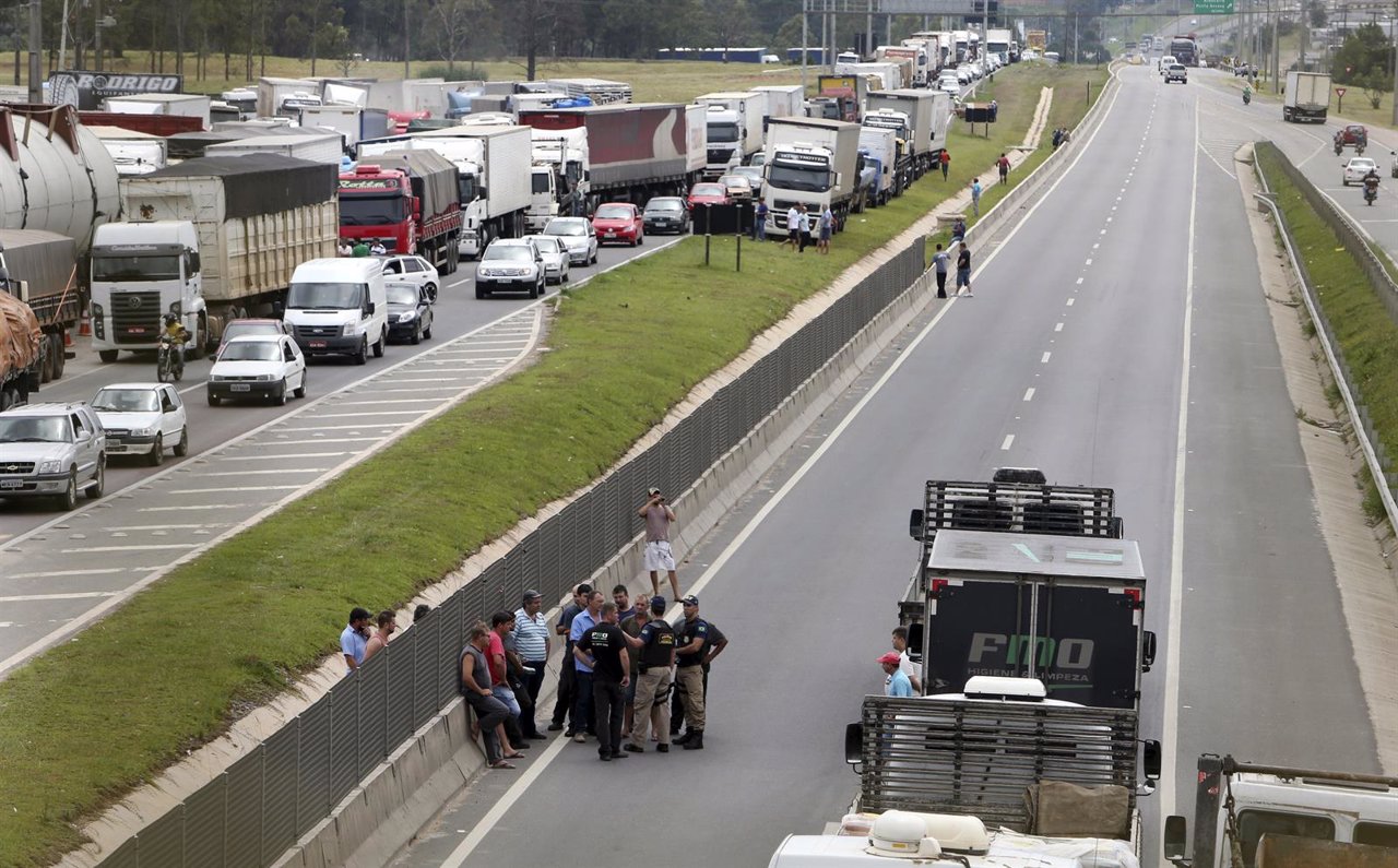 Protesta de camioneros en Brasil