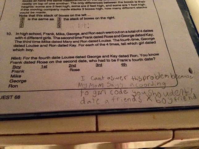 Niña de 4º grado dio la respuesta más inesperada a un problema de matemáticas