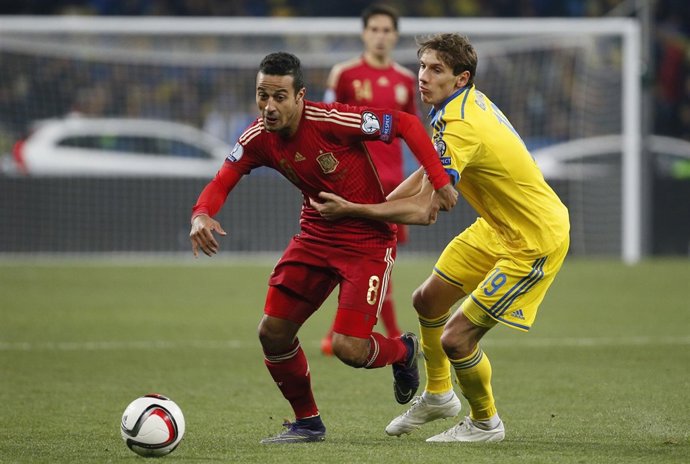 Thiago Alcántara con la selección en el Ucrania - España