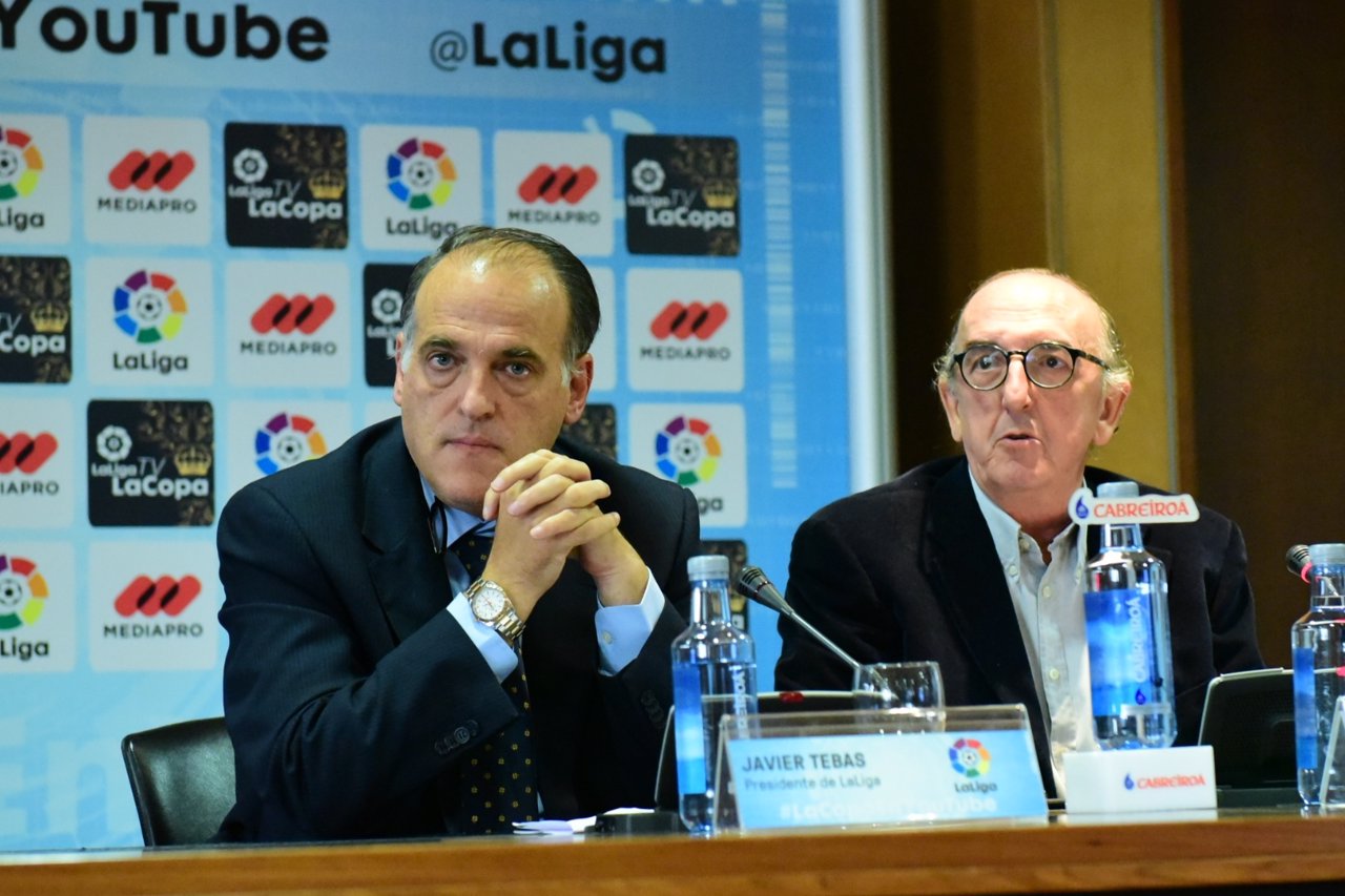 La liga, La copa en youtube. Javier Tebas y Jaume Roures