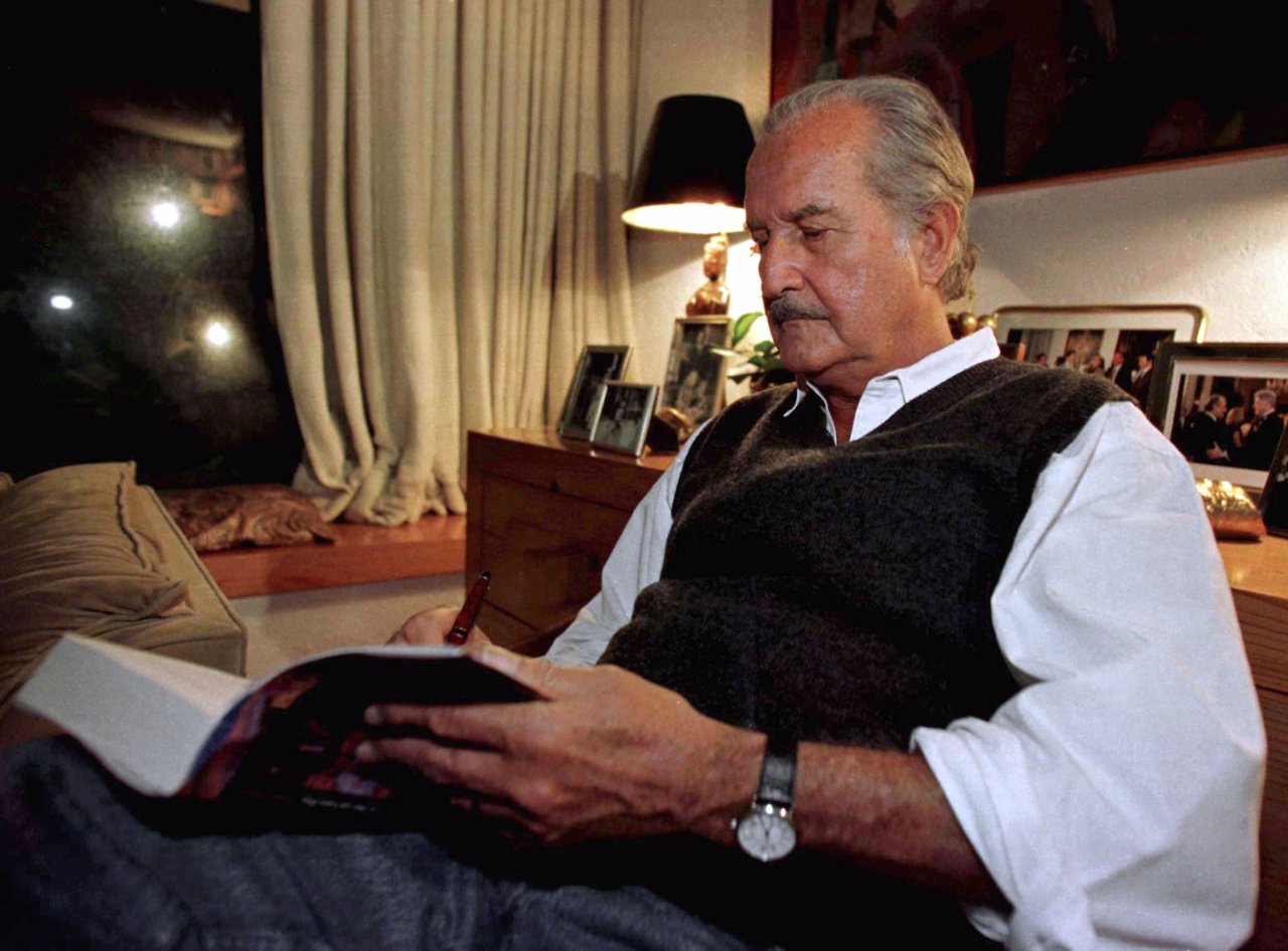 Mexican prize-winning novelist and former ambassador Carlos Fuentes relaxes at h