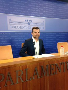 El coordinador general de IULV-CA, Antonio Maíllo, en rueda de prensa