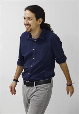 Pablo Iglesias tras una rueda de prensa