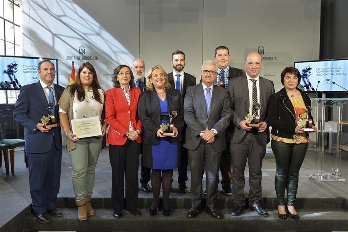 Acto de entrega de los premios, con Manuel Jiménez Barrios