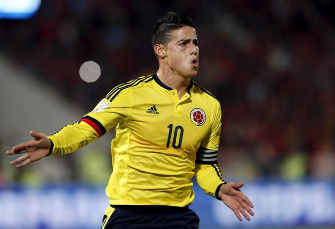 James celebra su gol ante Chile