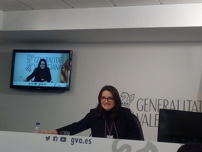 Oltra en la rueda de prensa del pleno del Consell en sesión de archivo