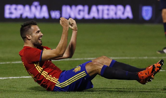 Mario Gaspar tras marcar con la selección española