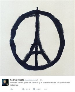 Andrés Iniesta Twitter atentados París