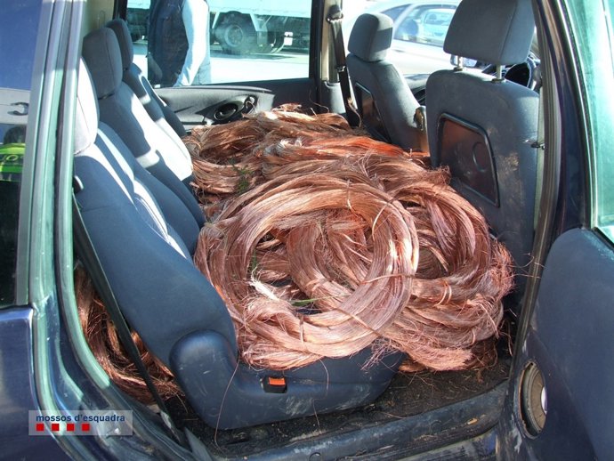 Cobre sustraído de la red ferroviaria