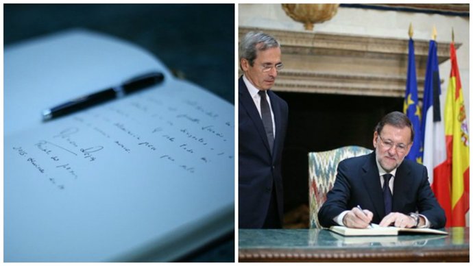Rajoy firma en el Libro de Condolencias de la Embajada de Francia