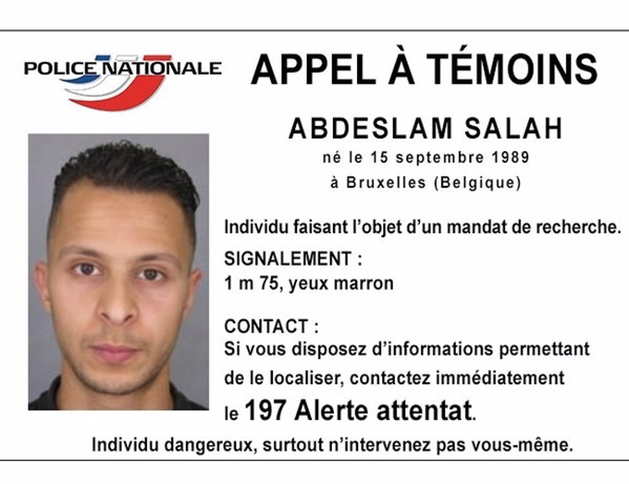 Abdeslam Salá, sospechoso de los ataques en París 