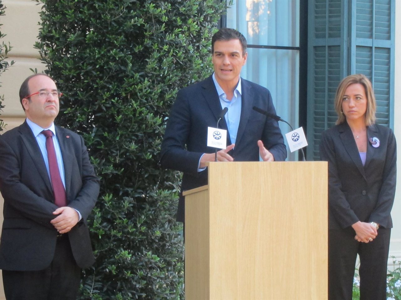 Miquel Iceta (PSC), Pedro Sánchez (PSOE) y Carme Chacón (PSC)