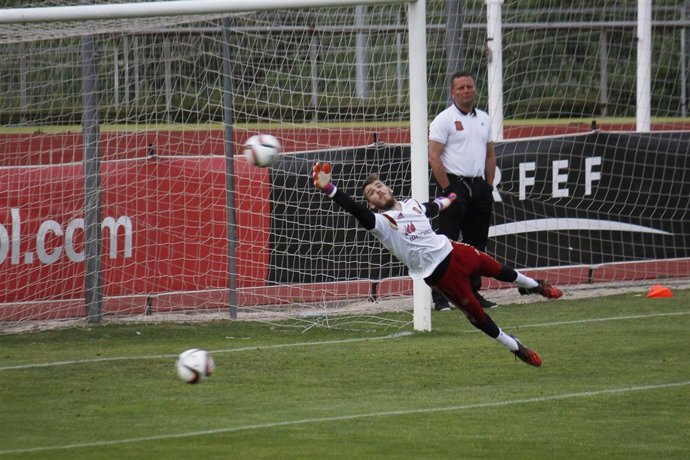 De Gea en el entrenamiento de la Selección Española de fútbol 