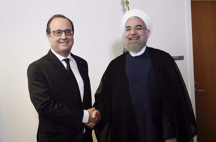 El presidente francés, François Hollande, y el iraní, Hasán Rohani