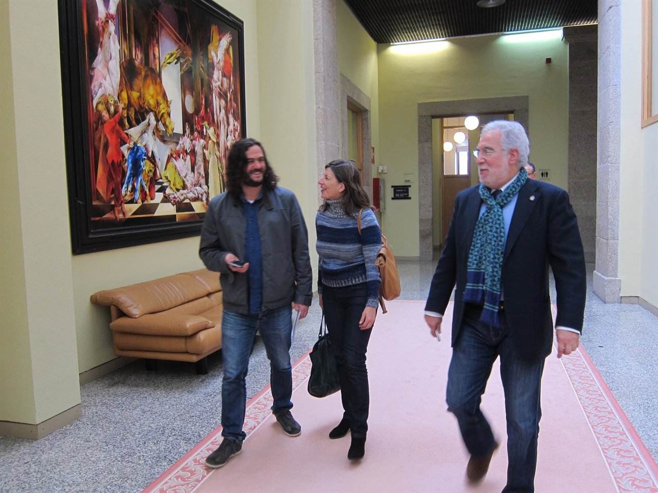 Antón Sánchez y Yolanda Díaz en el Parlamento gallego.