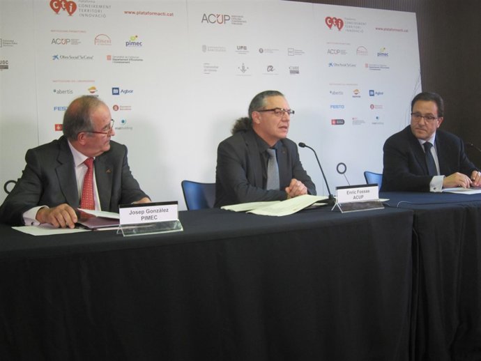 J.González (Pimec), E.Fossas (Acup) y R.Adell (Foment)