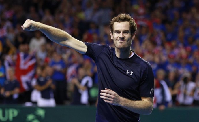 Andy Murray celebra el pase de Gran Bretaña a la final de la Davis