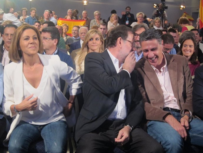 Dolores de Cospedal, Mariano Rajoy, Xavier García Albiol (PP)